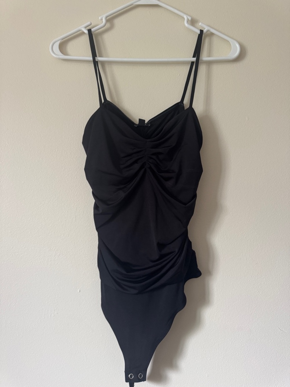 Express Black Ruched Bodycon Bodysuit